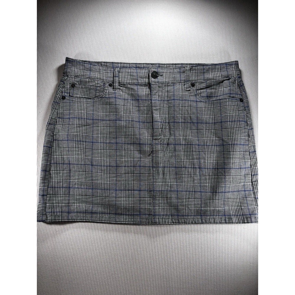 American Eagle Women Gray Plaid School Girl Grunge 5-Pocket HiRise Mini Skirt 14